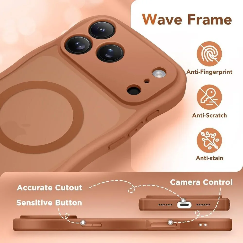 Women Dark Orange Iphone 17 Pro Max Case Full Camera Protection Mag Safe